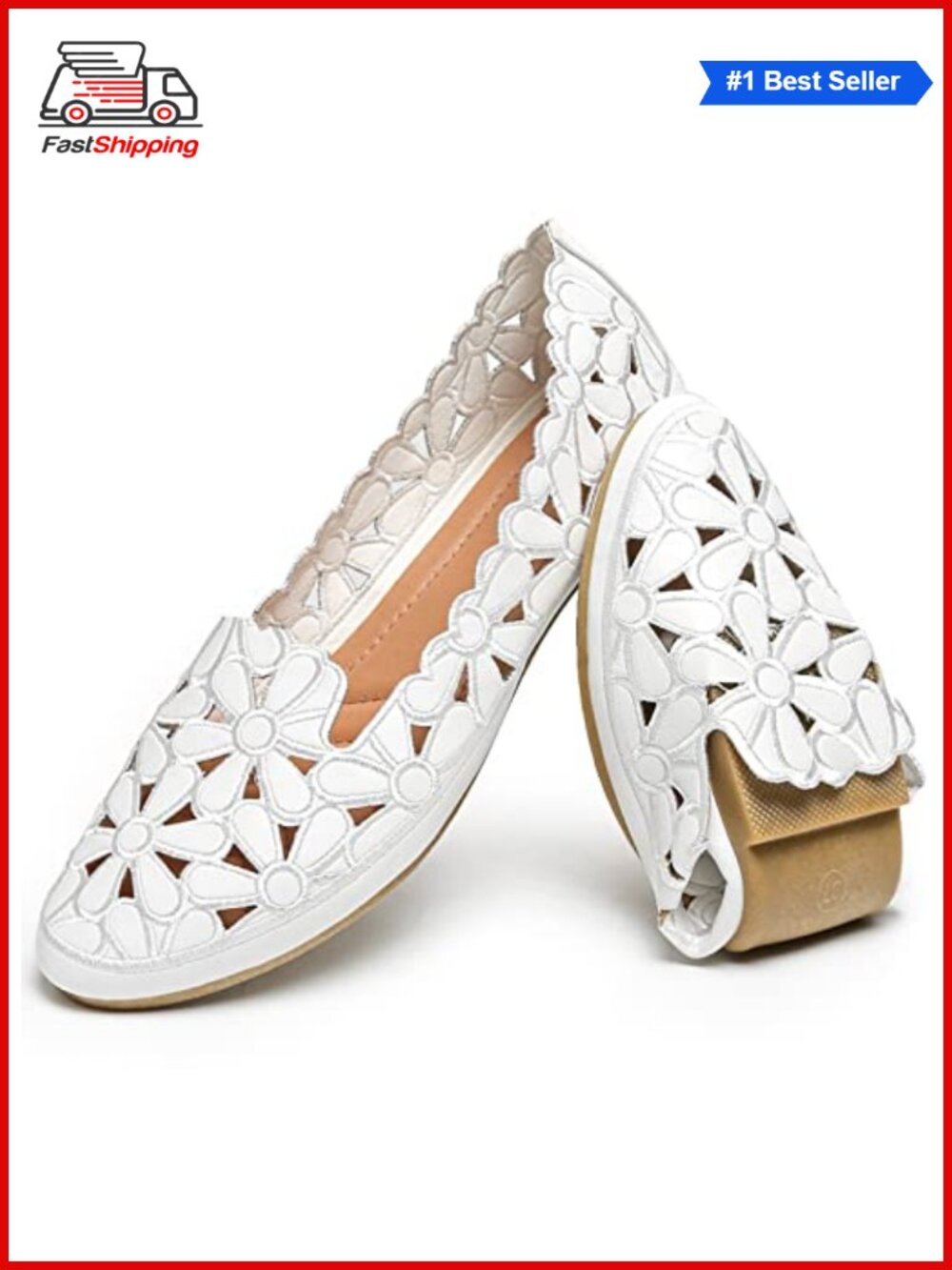 ✨HEAWISH Women's Floral Ballet Flats Slip On Dress Shoes Faux Leather